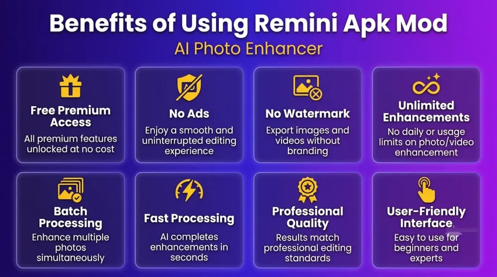 Benefits of Using Remini Apk Mod AI Photo Enhancer Features