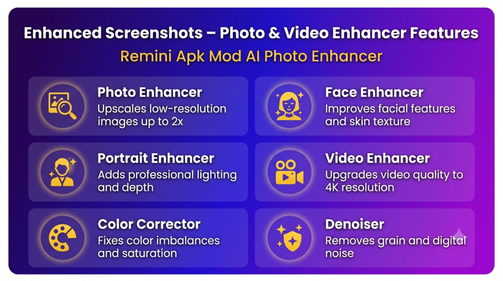 Enhanced Screenshots Photo Video Enhancer Features Remini Apk Mod
