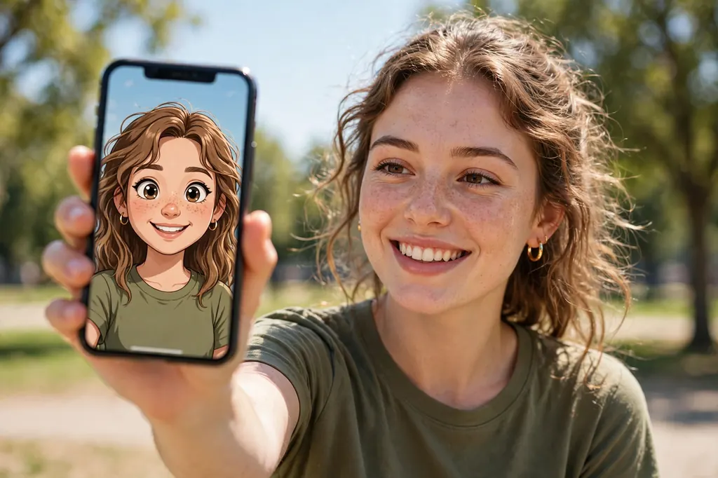 Portrait selfie with AI cartoon filter — remini ai filters guide