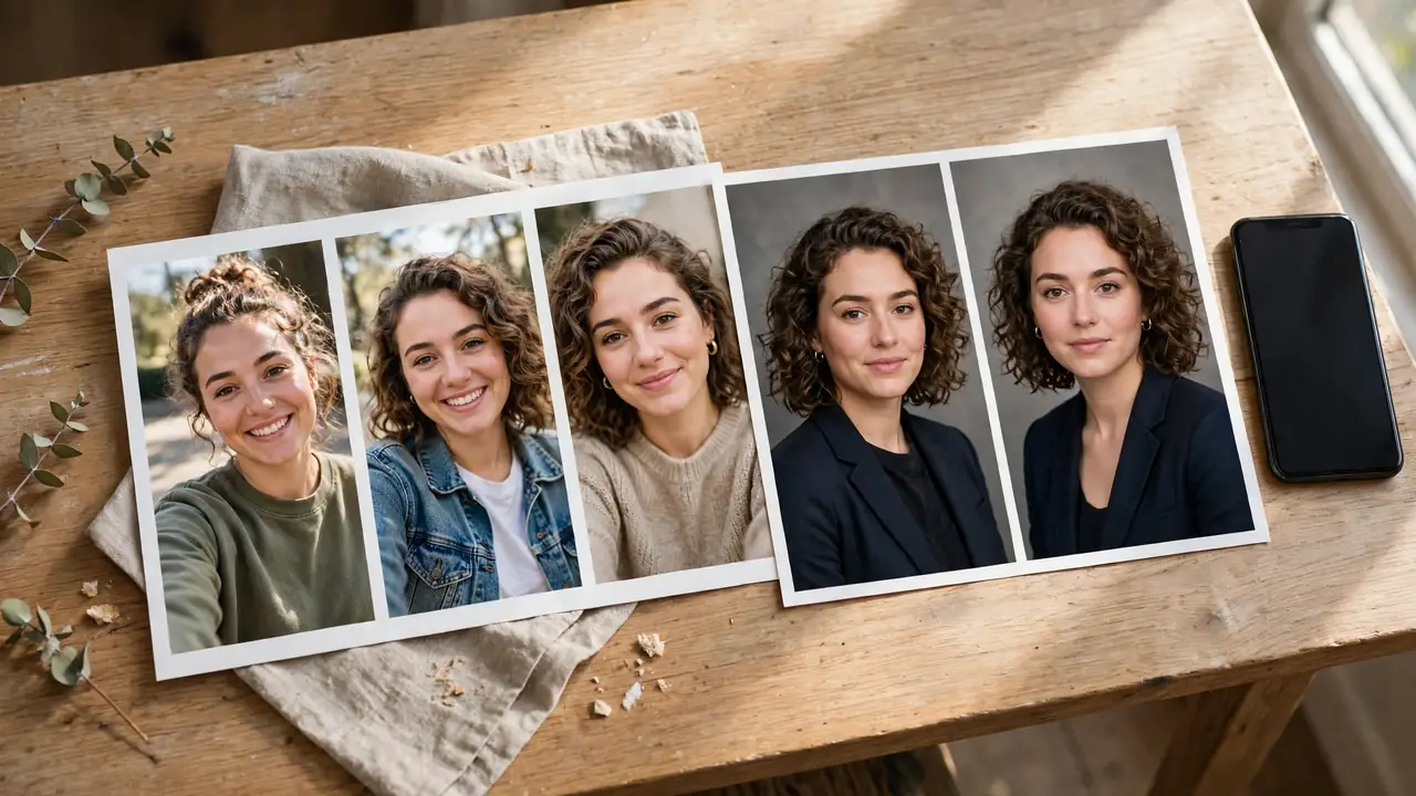 Side-by-side comparison of the original selfies and the remini ai headshots they produced during testing