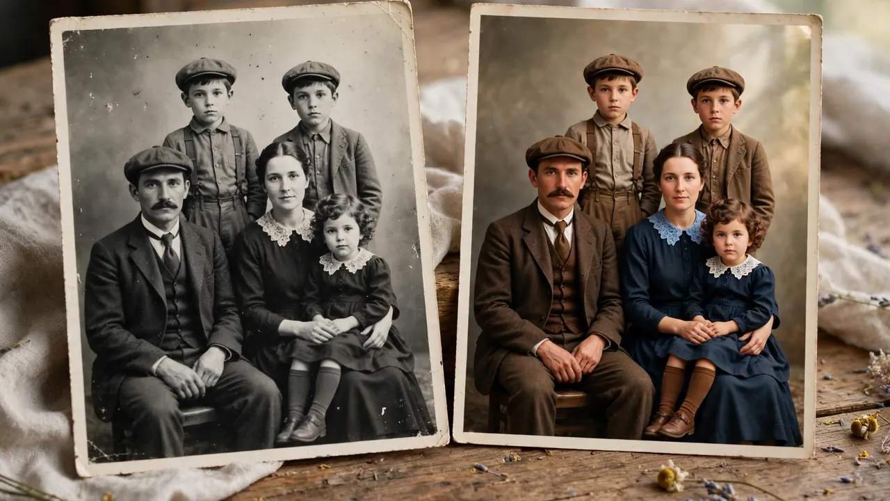 Remini Colorize before and after results on vintage family photos
