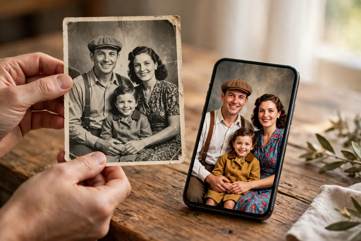 Remini vs Adobe Express - old photo restoration with Remini