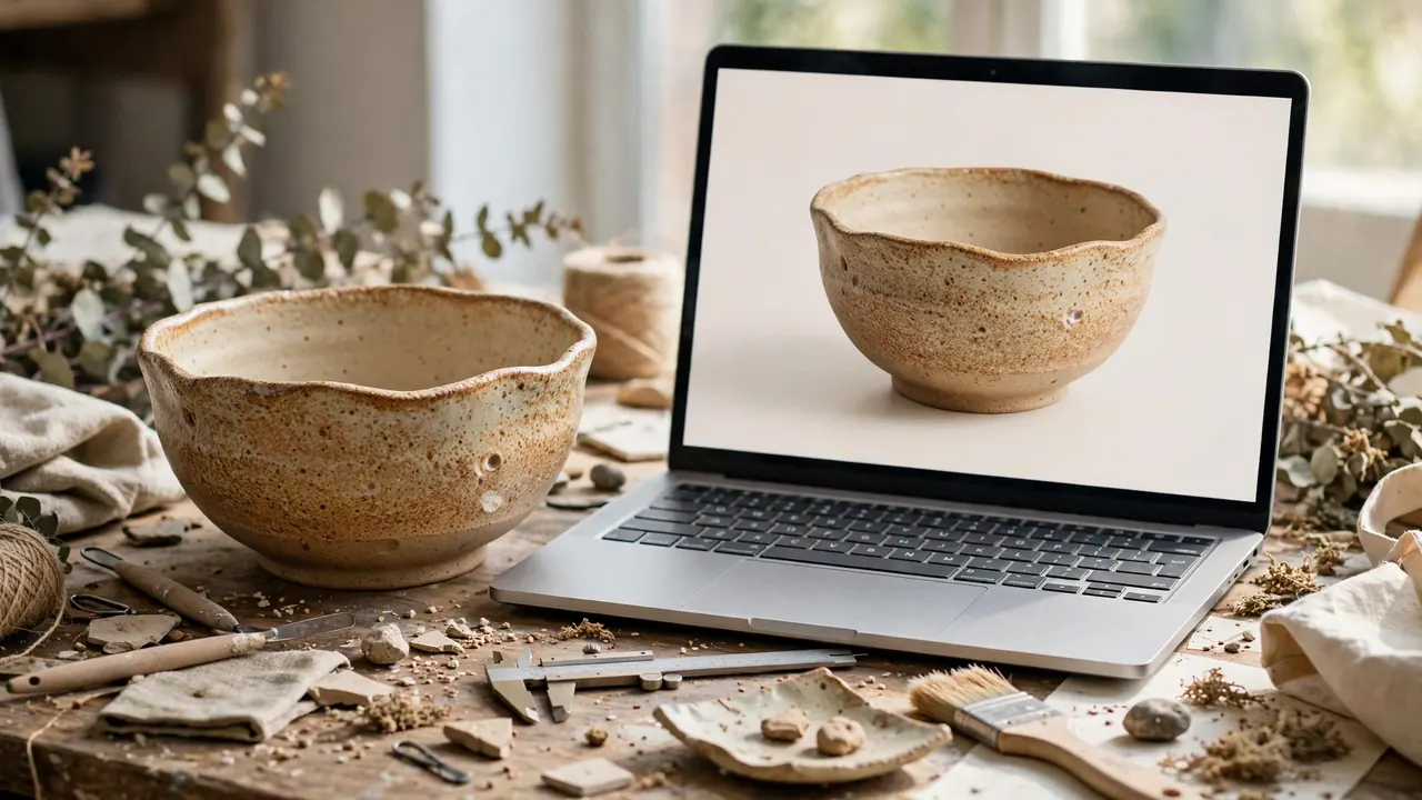 Background removal test with a product photo placed on a clean graphic background — remini vs canva comparison