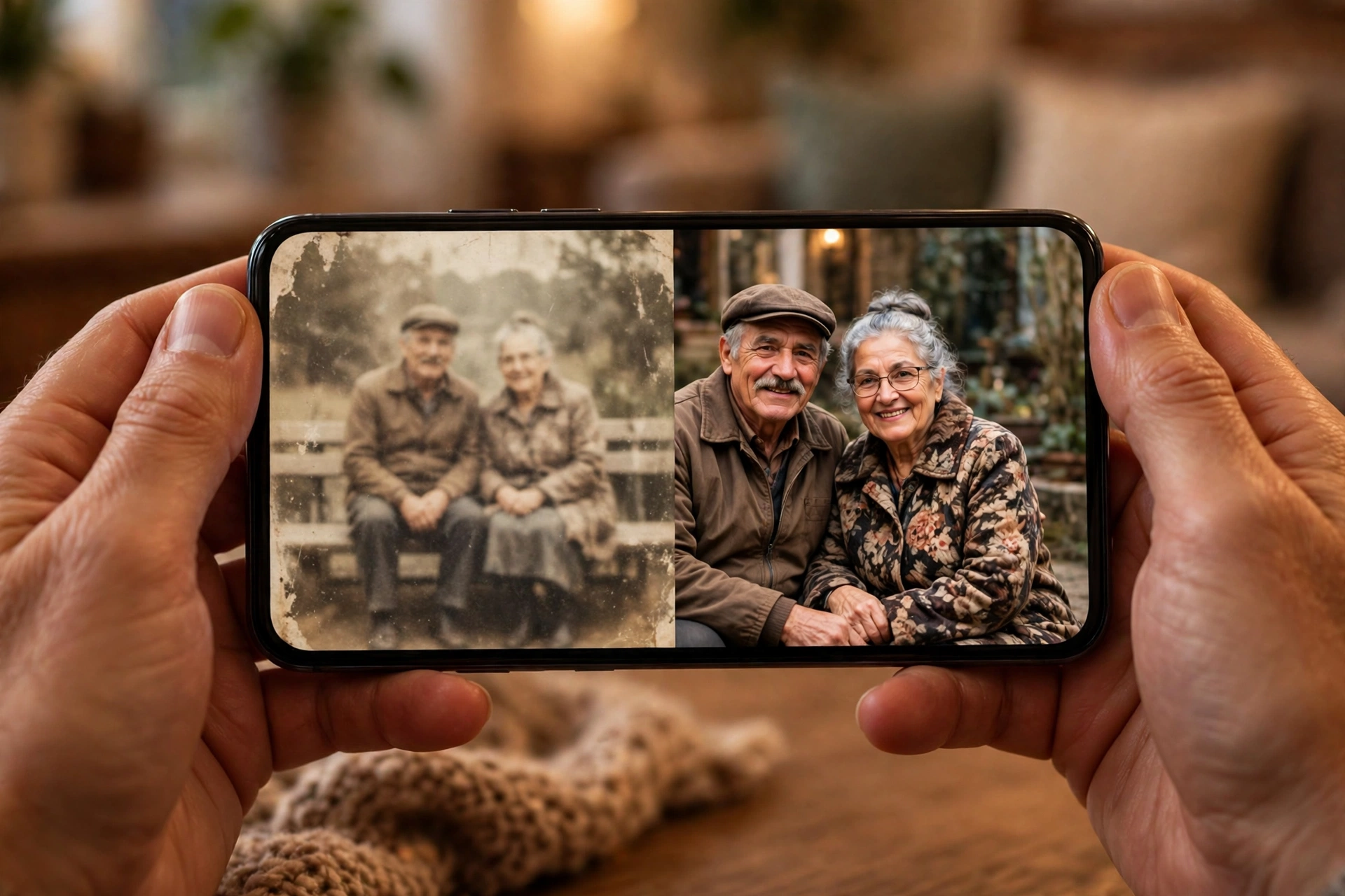 Enhancing a blurry photo with Remini's AI restoration in a remini vs canva test