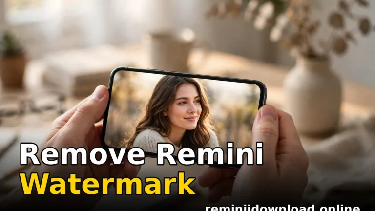 How to remove remini watermark from an enhanced photo shown on a smartphone